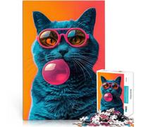 Rompecabezas para Adolescentes 1000 Piezas Gato Genial con Chicle Competición de Velocidad de Manos Mejorar el Amor Entre Parejas 75x50cm