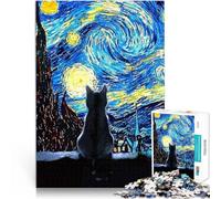 Rompecabezas para Adolescentes 1000 Piezas Gato Negro Alivia el estrés Vacaciones en casa Matar el Tiempo Regalo Divertido 38x26cm