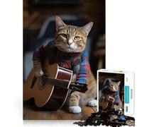 Rompecabezas para Adolescentes 1000 Piezas Gato Tocando la Guitarra Juego de Corte Exacto Acertijo para ejercitar la Mente Regalo Ideal para un Momento de Juego Tranquilo Arte