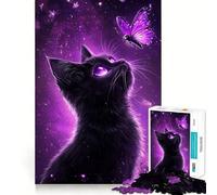Rompecabezas para Adolescentes 1000 Piezas Gato y Mariposa en el Espacio Corte preciso Divertido Juego Creativo para el Cerebro Relajante Tiempo de diversión Regalo de Arte navideño (50x75cm)