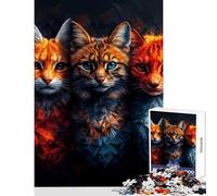 Rompecabezas para Adolescentes 1000 Piezas Gatos Abstractos Coloridos decoración del hogar Juguetes Regalo de cumpleaños para Juegos educativos Actividades Divertidas en casa tamaño 38x52cm