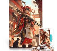Rompecabezas para Adolescentes 1000 Piezas Geisha guardiana Felina Juegos Divertidos para la Familia Juego de desafío único 75x50cm