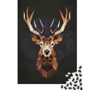 Rompecabezas para Adolescentes 1000 Piezas Geometric Deer Head Wall Art Print Rompecabezas para Adultos Juego De Ingenio Difícil Difícil Regalos para Reducir El Estrés 70x50cm/1000pcs