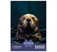 Rompecabezas para Adolescentes 1000 Piezas Geometric Style Sea Otter Rompecabezas para Adultos Juguetes Antiestrés Patrón De Montaje Oferta como Regalo para Toda La Familia 52x38cm/1000pcs