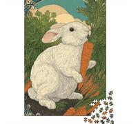 Rompecabezas para Adolescentes 1000 Piezas Giant White Rabbit Eating Carrot Rompecabezas para Adolescentes Juegos Relajantes Decoración Interacción Entre Padres E Hijos 52x38cm/1000pcs