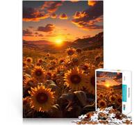 Rompecabezas para Adolescentes 1000 Piezas Girasol al Atardecer Juguetes Juegos Educativos Antiestrés Regalo para cumpleaños 38x26cm