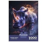 Rompecabezas para Adolescentes 1000 Piezas Glowing Rhino Rompecabezas para Adultos Juegos Relajantes Mejora La Memoria Difícil Y Desafiante 70x50cm/1000pcs