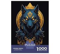 Rompecabezas para Adolescentes 1000 Piezas Golden Wolf Abstract Art Rompecabezas para Adultos Juegos Relajantes Regalo De Cumpleaños para Cumpleaños, Navidad 52x38cm/1000pcs