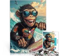 Rompecabezas para Adolescentes 1000 Piezas Gorila Hipster surfeando Difícil y desafío Cada Pieza es única: un desafiante y Divertido Juego Familiar 75x50cm