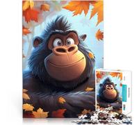 Rompecabezas para Adolescentes 1000 Piezas Gorila Sonriente en otoño Juego de Preguntas con Piezas de Formas aleatorias Que se entrelazan Completamente 38x26cm