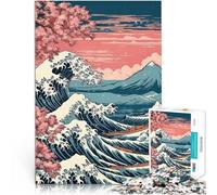 Rompecabezas para Adolescentes 1000 Piezas Gran Ola de Japón Kanagawa Actividad Familiar con Piezas de Formas aleatorias Que se entrelazan Completamente 75x50cm