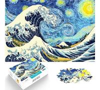 Rompecabezas para Adolescentes 1000 Piezas Gran Ola de la Noche Estrellada Juego de ingenio Decoración hogar 75x50cm