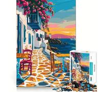 Rompecabezas para Adolescentes 1000 Piezas Grecia Verano Viaje Arte Corte Exacto Juego Acertijo Regalo Tiempo de Juego Relajante Regalo de Arte Navideño (38x52cm)