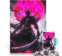Rompecabezas para Adolescentes 1000 Piezas Guerrero Oscuro bajo la Luna de Sangre Juego Intelectual Regalo de Obra de Arte 52x38cm