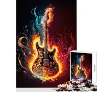 Rompecabezas para Adolescentes 1000 Piezas Guitarra Fuego Juguete decoración de Pared Regalo de Amigo Secreto Juego Imposible Potencia el Amor Entre Parejas tamaño 38x52cm
