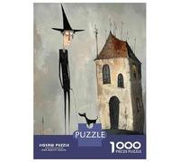 Rompecabezas para Adolescentes 1000 Piezas Halloween Witch Dog Art Print Rompecabezas para Adultos Juegos Divertidos Decoración Interacción Entre Padres E Hijos 70x50cm/1000pcs