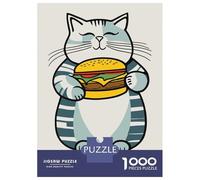 Rompecabezas para Adolescentes 1000 Piezas Hampurrrrger Funny Cat Art Rompecabezas para Adultos Juguete Decoración De Pared Corte De Precisión Ayuda A Ejercitar El Cerebro 70x50cm/1000pcs