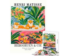 Rompecabezas para Adolescentes 1000 Piezas Henri Matisse Zorros en la bañera Impresión artística Juguete Educativo Gran Regalo para Juegos Juegos Divertidos Descompresión Intelectual tamaño 38x26cm