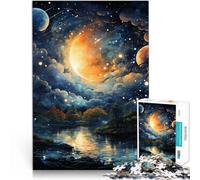 Rompecabezas para Adolescentes 1000 Piezas Hermoso Cielo Nocturno Competición de Velocidad de Manos Lista de Deseos con Papá Noel 38x26cm