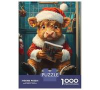 Rompecabezas para Adolescentes 1000 Piezas Highland Cow Santa on Toilet Rompecabezas para Adultos Juegos Relajantes Análisis Y Lógica para Cumpleaños, Navidad 52x38cm/1000pcs