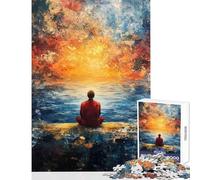 Rompecabezas para Adolescentes 1000 Piezas Hombre contemplando la Puesta de Sol Juego práctico Ideal para Parejas Juguetes de decoración para el hogar cumpleaños y Navidad (38x26cm)