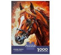 Rompecabezas Para Adolescentes 1000 Piezas Horse Portrait Painting in Warm Tones Rompecabezas Para Adultos Juguetes Antiestrés Patrón De Montaje Oferta Como Regalo Para Toda La Familia 52x38cm/1000pcs