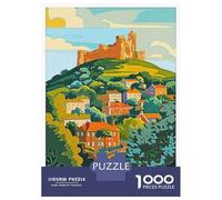 Rompecabezas para Adolescentes 1000 Piezas Huddersfield Castle Illustration Rompecabezas para Adultos Juguete Decoración De Pared Corte De Precisión Ayuda A Ejercitar El Cerebro 38x26cm/1000pcs