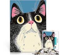 Rompecabezas para Adolescentes 1000 Piezas Ilustración de Gato Curioso Juegos educativos con Piezas de Formas aleatorias Que se entrelazan Completamente 52x38cm