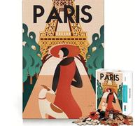 Rompecabezas para Adolescentes,1000 Piezas,ilustración de París,Corte Exacto,Juego de ingenio,Regalo para un Momento de Juego Tranquilo,Regalo de Arte navideño (38x26cm)