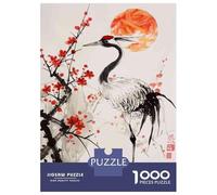 Rompecabezas para Adolescentes 1000 Piezas Japanese Crane Painting Rompecabezas para Adultos Juego De Ingenio Difícil Difícil Regalos para Reducir El Estrés 38x26cm/1000pcs