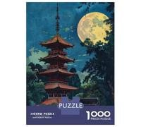 Rompecabezas para Adolescentes 1000 Piezas Japanese Pagoda Moon Night Rompecabezas para Adultos Juegos Relajantes Desafío Difícil Interacción Entre Padres E Hijos 52x38cm/1000pcs