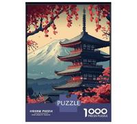 Rompecabezas para Adolescentes 1000 Piezas Japanese Pagoda with Cherry Blossoms Rompecabezas para Adultos Juegos Relajantes Desafío Difícil Interacción Entre Padres E Hijos 38x26cm/1000pcs