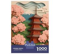 Rompecabezas para Adolescentes 1000 Piezas Japanese Pagoda with Cherry Blossoms Rompecabezas para Adultos Juegos Relajantes Regalo De Cumpleaños para Cumpleaños, Navidad 70x50cm/1000pcs