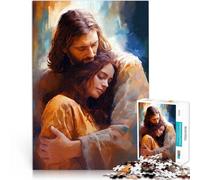 Rompecabezas para Adolescentes 1000 Piezas Jesús Abrazando a una Mujer Juguetes de Bricolaje Decoración hogar 52x38cm