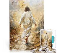 Rompecabezas para Adolescentes 1000 Piezas Jesús se aleja Juguetes de Entretenimiento Familiar con póster a Juego y Hoja de Trivia 52x38cm