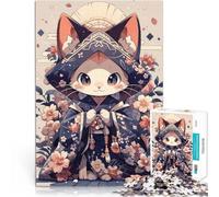 Rompecabezas para Adolescentes 1000 Piezas Kimono de Gato japonés Reducción del estrés Interesante Regalo de cumpleaños 38x26cm