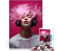 Rompecabezas para Adolescentes 1000 Piezas La Felicidad del Ruido Rosa Acertijo para Decoración de Pared cumpleaños y Navidad 75x50cm