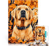 Rompecabezas para Adolescentes 1000 Piezas Labrador Retriever en otoño Juego desafiante con Piezas de Formas aleatorias Que se entrelazan Completamente 52x38cm