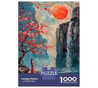 Rompecabezas para Adolescentes 1000 Piezas Lady of Waterfall Painting Rompecabezas para Adultos Juguete Decoración De Pared Corte De Precisión Ayuda A Ejercitar El Cerebro 52x38cm/1000pcs