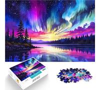 Rompecabezas para Adolescentes 1000 Piezas Lago Aurora Boreal Reducción del estrés Interesante Interacción Entre Padres e Hijos 38x26cm