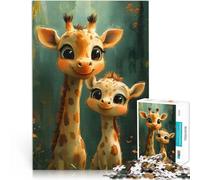 Rompecabezas para Adolescentes 1000 Piezas Linda Familia de Jirafas Juguetes de Entretenimiento Familiar Buen Regalo 38x26cm