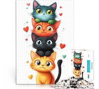 Rompecabezas para Adolescentes 1000 Piezas Lindos Gatos Apilados Juguete de desafío de Juego Educativo Regalo de Obra de Arte 52x38cm