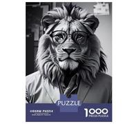 Rompecabezas para Adolescentes 1000 Piezas Lion Glasses Funny Rompecabezas para Adolescentes Juegos Relajantes Decoración Interacción Entre Padres E Hijos 38x26cm/1000pcs
