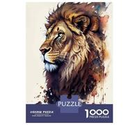 Rompecabezas para Adolescentes 1000 Piezas Lion Watercolor Painting Print Rompecabezas para Adultos Juegos Relajantes Desafío Difícil Interacción Entre Padres E Hijos 70x50cm/1000pcs