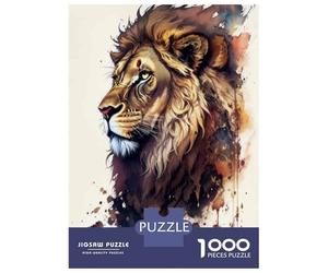 Rompecabezas para Adolescentes 1000 Piezas Lion Watercolor Painting Print Rompecabezas para Adultos Juegos Relajantes Desafío Difícil Interacción Entre Padres E Hijos 70x50cm/1000pcs