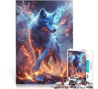 Rompecabezas para Adolescentes 1000 Piezas Lobo ardiente Juguetes para aliviar el estrés con Piezas de Formas aleatorias Que se entrelazan Completamente 38x26cm