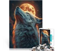 Rompecabezas para Adolescentes 1000 Piezas Lobo Aullando Juguetes para aliviar el estrés con Piezas de Formas aleatorias Que se entrelazan Completamente 52x38cm