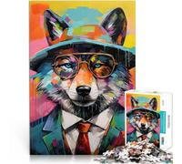 Rompecabezas para Adolescentes 1000 Piezas Lobo Popart Entrena tu Cerebro y Tus Manos Actividades Divertidas en casa, Regalos de cumpleaños, Regalos de Viaje, 52x38cm