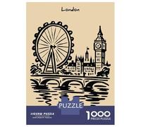 Rompecabezas para Adolescentes 1000 Piezas London Skyline Sketch Rompecabezas para Adultos Juguete Decoración De Pared Corte De Precisión Ayuda A Ejercitar El Cerebro 38x26cm/1000pcs