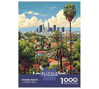Rompecabezas para Adolescentes 1000 Piezas Los Angeles Cityscape Illustration Rompecabezas para Adultos Juegos Familiares Análisis Y Lógica para Cumpleaños, Navidad 52x38cm/1000pcs